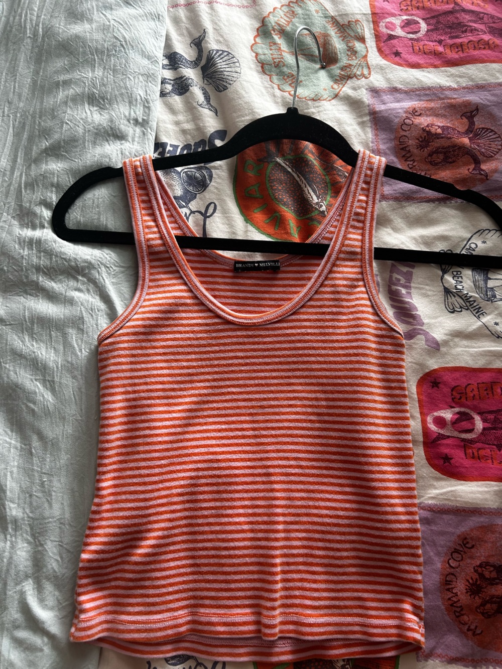 Brandy Melville Orange & Pink Striped Tank